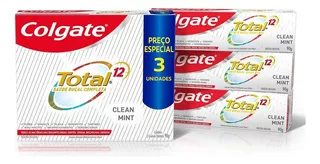 Creme Dental Colgate Total 12 Clean Mint 3 unid 90g Preço Especial