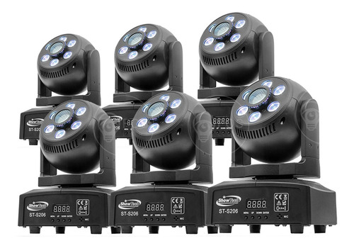 6x Mini Moving 2em1 88w Spot Led 40w Gobos + Wash 48w Dmx Dj