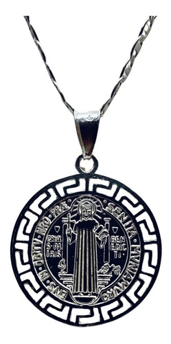 Medalla De San Benito Con Grecas 2.3cm Diámetro (dplata)