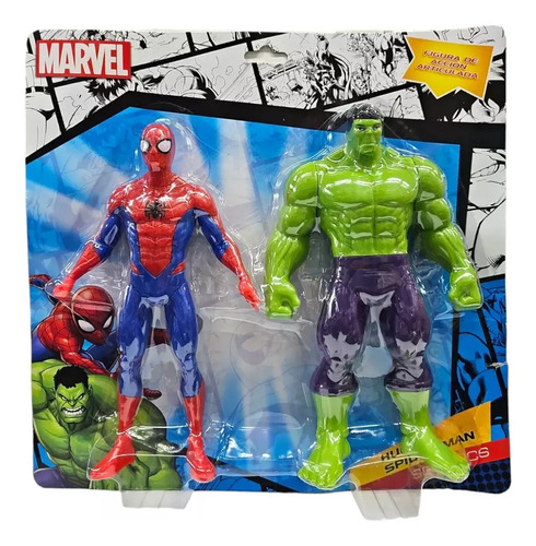 Figura Articulada Hulk & Spider Man Marvel 23cm Muñecos