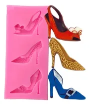 Comprar Molde Silicona 3 Zapatos Taco  Mujer Reposteria Porcelana
