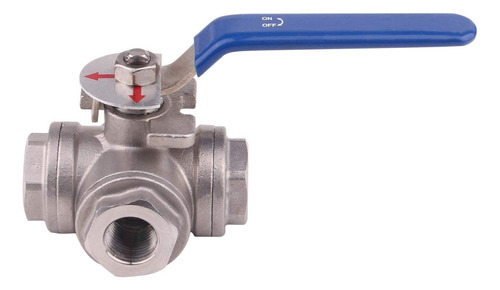 Válvula De Bola De 3 Vías D 1 1/2, Manual Inoxidable, Tipo L