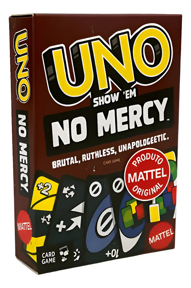 Uno No Mercy Mattel Jogo De Cartas Crianças Adultos Vermelho Uno Show Em No Mercy Português