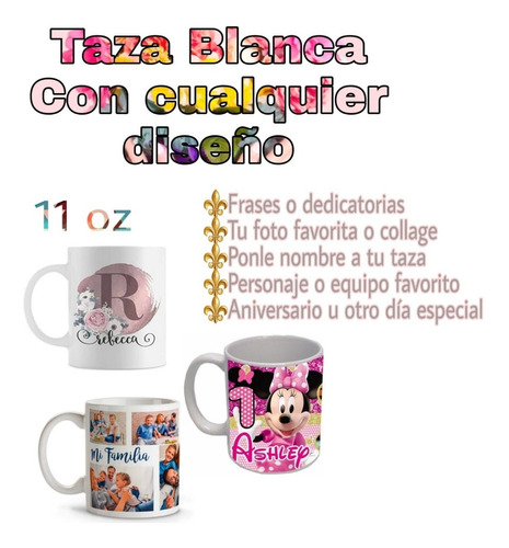 Taza Blanca Totalmente Personalizada Con Tu Nombre Y Diseño