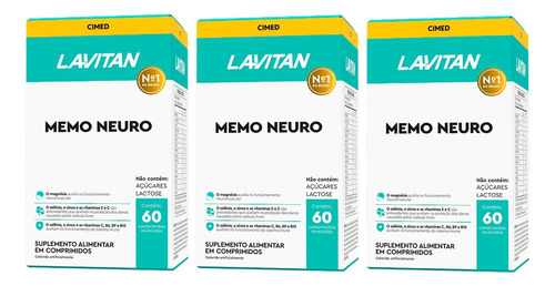Combo Lavitan Memória 180 Colina Inositol Vitamina 3 Caixas