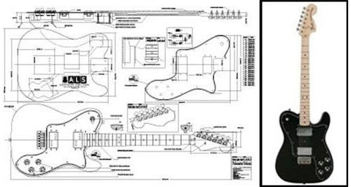 Caja Sólida De Guitarra E Plano De Guitarra Eléctrica Fender