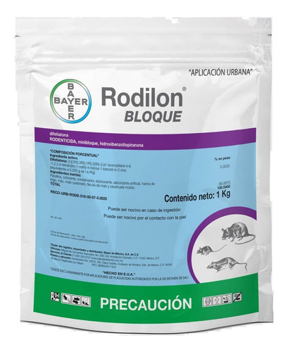 Rodilon Bloque 1 Kg. Raticida Bayer Ratas Y Ratones Veneno