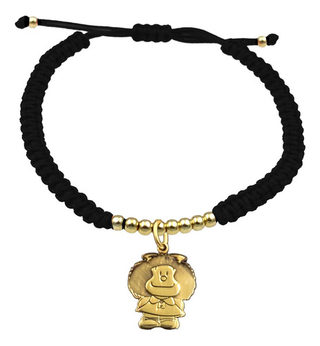 Pulsera Bolitas Mafalda Mediana Plata 925 Baño Oro 24k N