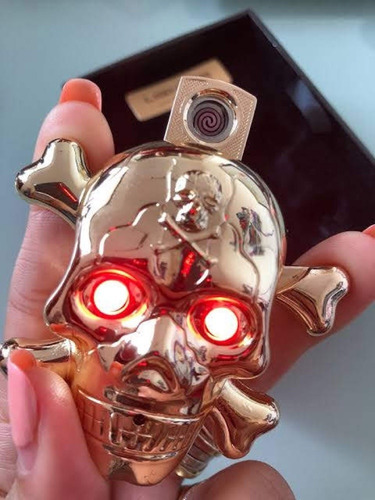 Encendedor Usb Calavera Con Luz Y Sonido 5761 Bronce