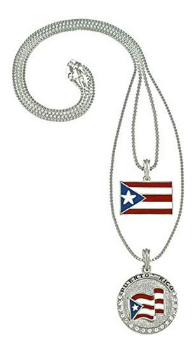 Colgante Bandera Puerto Rico Con Collar