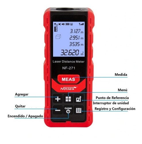 Medidor Distancias Digital 50m Puntero Nivel Laser Nf-271