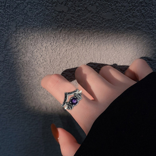 Anillo De Moda, Ligero, Con Forma De Triple Luna, Con Oro