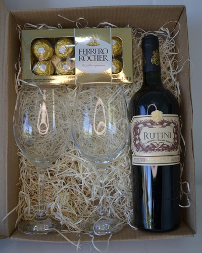 Regalo Vino 1 Rutini Cab - Malb + 2 Copas + Ferrero Rocher