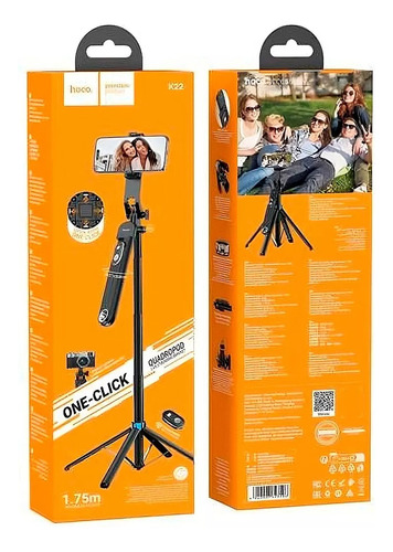 Soporte Palo Selfie Tripode K22 Hoco Control Bluetooth 1.75m