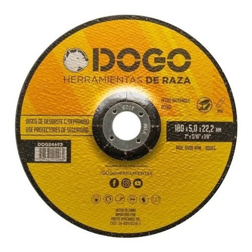 Disco Desbaste Amoladora 7´´ 180mm X 5.0 Dogo X25 Unidades