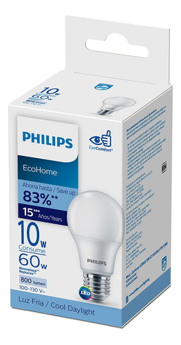 Foco Philips Led Ecohome 10w - Luz Fría