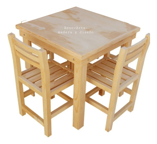 Juego De Mesa Infantil Con 2 Sillas De Madera
