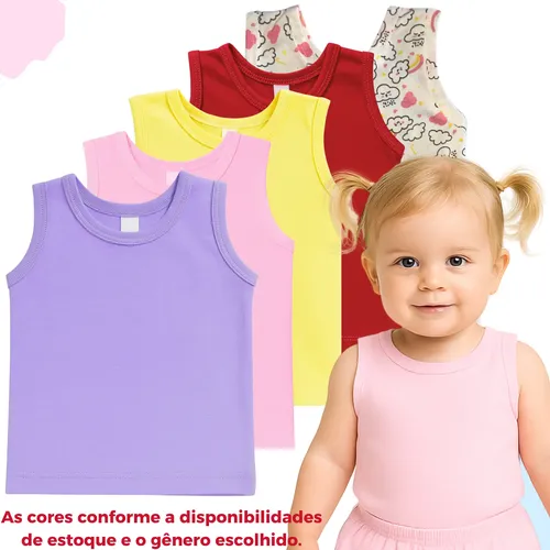 Kit 5 Regatas e Camisetas Bebê para Pijama de Verão