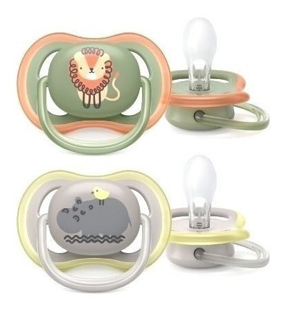 Imagen 2 de 5 de Chupete Avent Philips Ultra Air X2 6-18 M León/hipopótamo