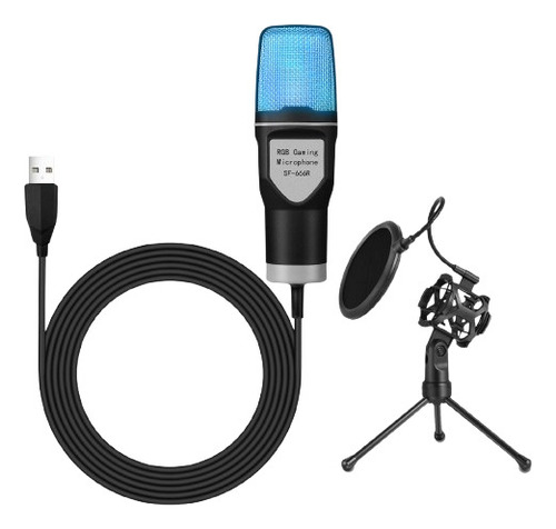 Cyz Micrófono De Condensador Sf-666r Rgb Con Soporte A