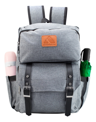 Mochila Para Laptop Diseño Casual Para Hombres Y Mujeres Color Gris Diseño De La Tela Liso