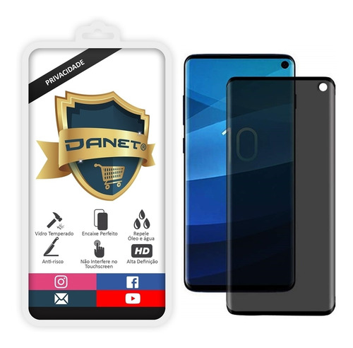 Película Privacidade Vidro 3d Full Galaxy S10 6.1 Anti Spy
