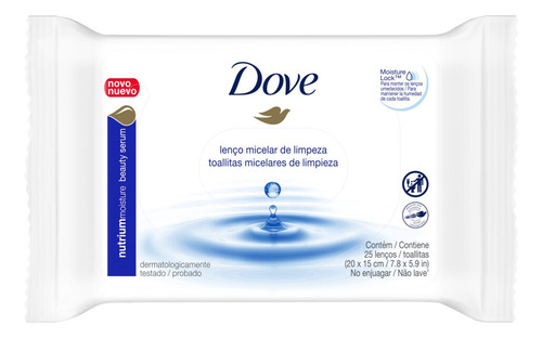 Desmaquillante toallitas Dove Con Agua Micelar por unidad de 25