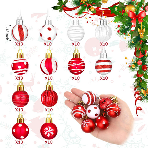 120 Mini Adornos Bola Navidad 3 Cm Inastillables Colgantes