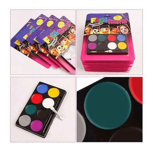 Kit Pinta Caritas Maquillaje Halloween Fiestas 8 Colores