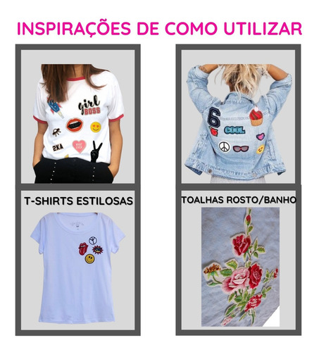Imagem 2 de 5 de Kit 25 Apliques Bordado Termocolante Patch Menina Bebe Roupa