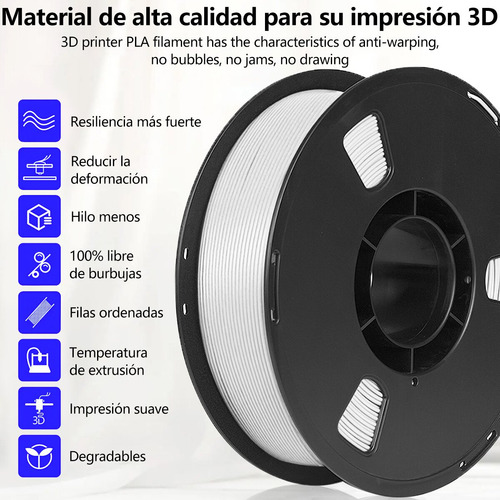 Limon Filamento PLA 1 kg Impresora 3d 1.75 mm Precisión Alta Calidad Color Blanco