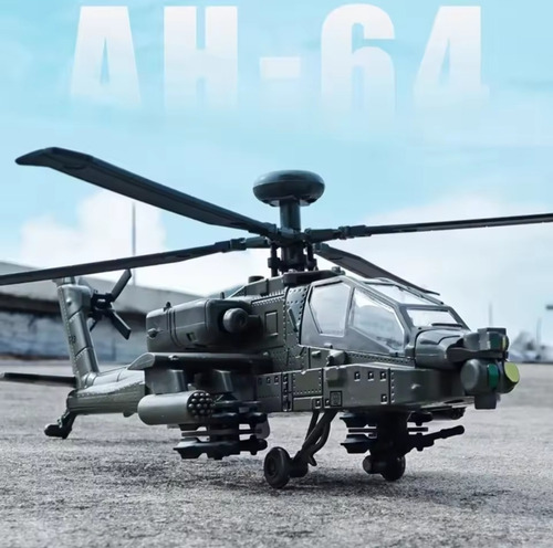 Helicoptero A Escala Boeing Ah-64 Apache Diecast Luz Sonido Ah-64 Apache