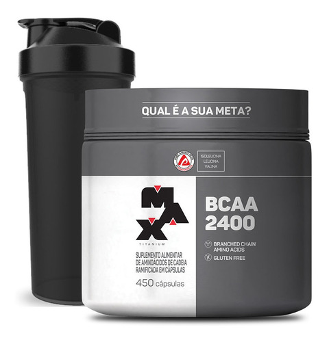 Aminoácido Bcaa 2400 - 450 Cápsulas - Max Titanium + Brinde