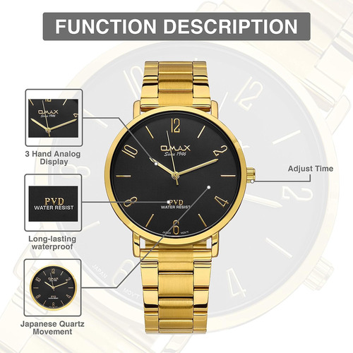 Omax Reloj De Pulsera Analógico Analógico De Cuarzo Japonés
