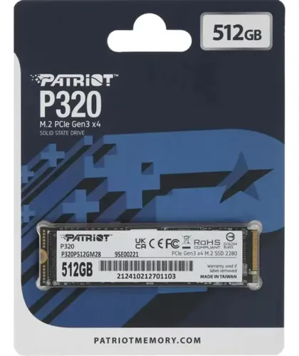 Ssd M.2 512gb Patriot P320 Nvme Pcie Gen3 X4 Leitura 3000mbs
