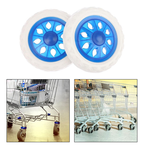 Ruedas Para Carrito De Compras Plegables De 2 Piezas, Azul
