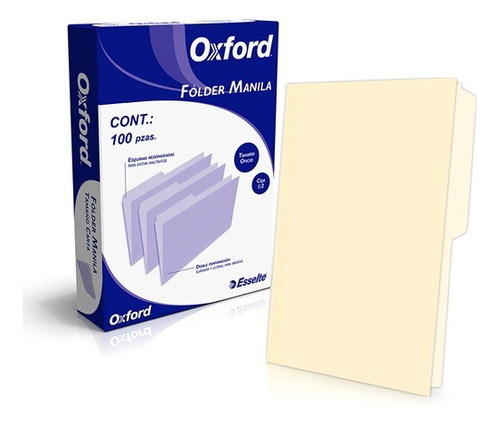 Paquete C/100 Folder Oficio Oxford Color Amarillo