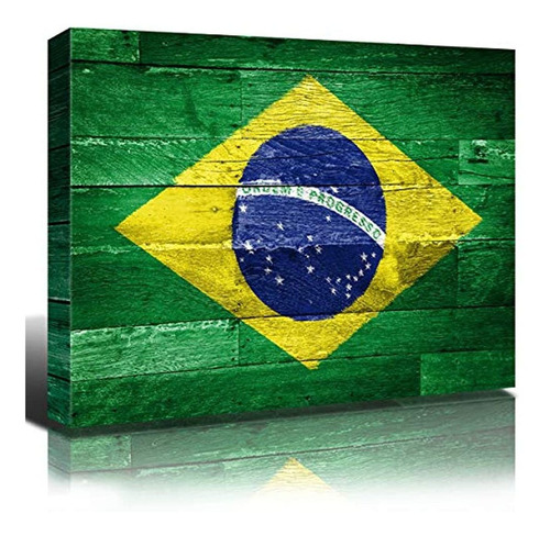Imagen 1 de 7 de Letrero Decorativo, Bandera De Brasil, 24x32in, Daxirpi