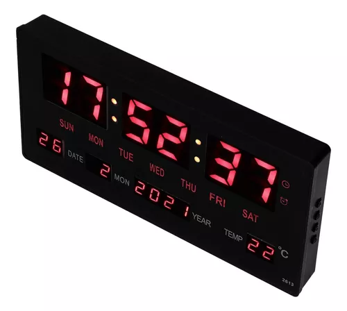 Reloj Led De Pared Fecha Temperatura Alarma 110v - Quitoled