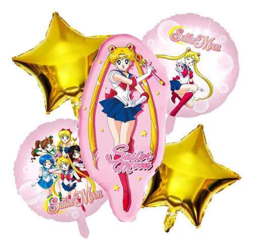 5 Globos Metalicos Sailor Moon Anime Cumpleaños Fiesta