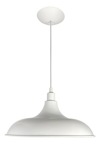 Kit Utron 5 Luminárias Pendente Prato Bedd Retrô 32cm Branco