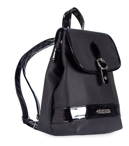 Imagen 3 de 7 de Mochila De Mujer Bolso Mini Con Solapa Broche De Iman Fedra