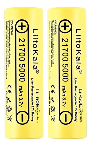Kit 2 Un - Bateria Recarregável Liitokala 21700 5000mah