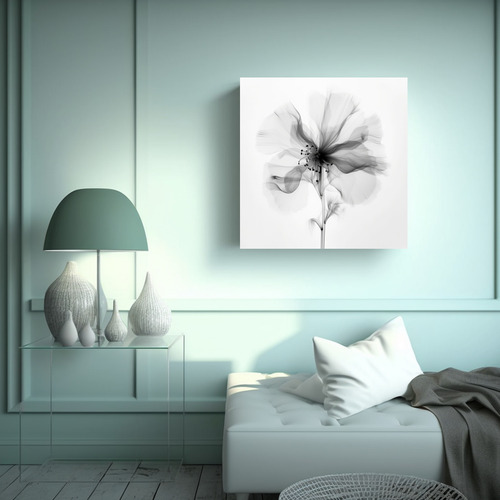 Cuadro De Flores En Rayos-x En Blanco Y Negro Para Baño 30x