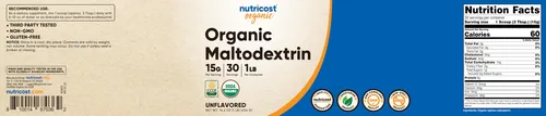 Maltodextrina En Polvo Nutricost Organic 454 G Sin Gluten