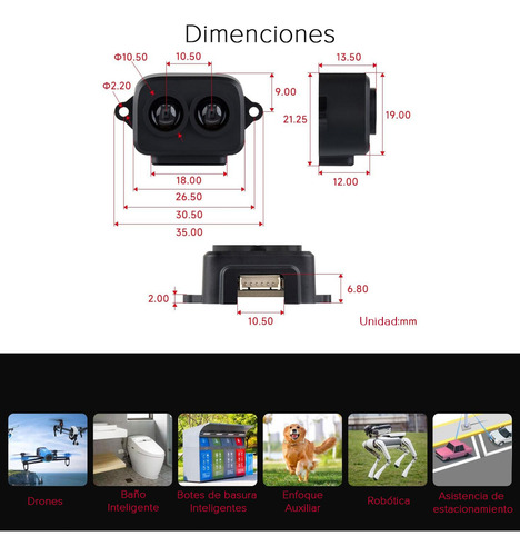 Tf-luna Sensor De Distancia Resolución Lidar 0.2-8m Uart I2c