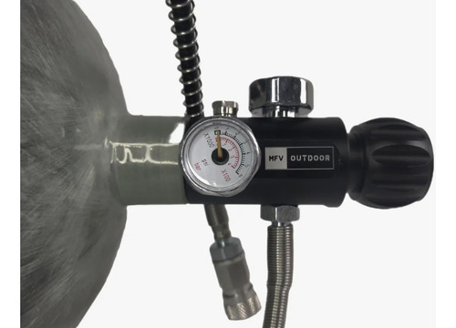Scuba Fibra Carbono 9lts + Estación De Carga Doble Manómetro