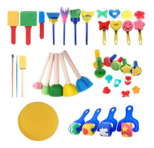 Set De Pinceles Para Pintar Con Esponja Para Niños, 30 Unida