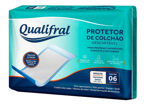 Protetor De Colchão Descartável Qualifral Ultra Fino 6 Un
