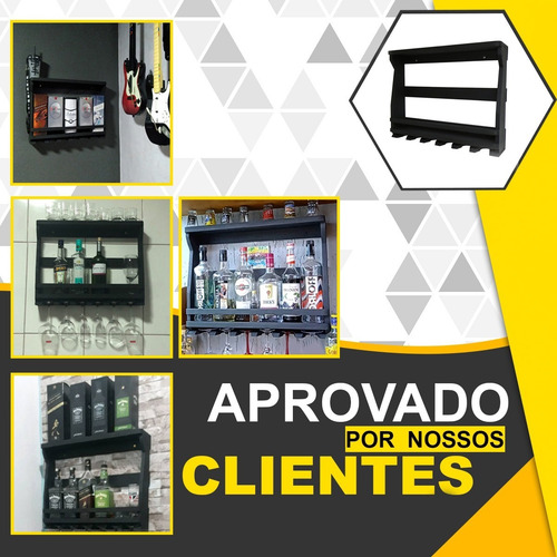 Imagem 3 de 9 de Adega Bar De Parede Madeira 6 Garrafas E Suporte Para Taças